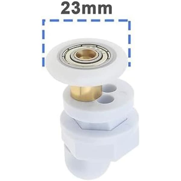23 mm sæt med 8 ultra-stille skydedørsruller til brusedøre og dampbade.