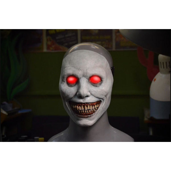 Led Halloween Skräckmask Cosplay Skrämmande Smiley Face Demon Mask Skrämmande White Without LED