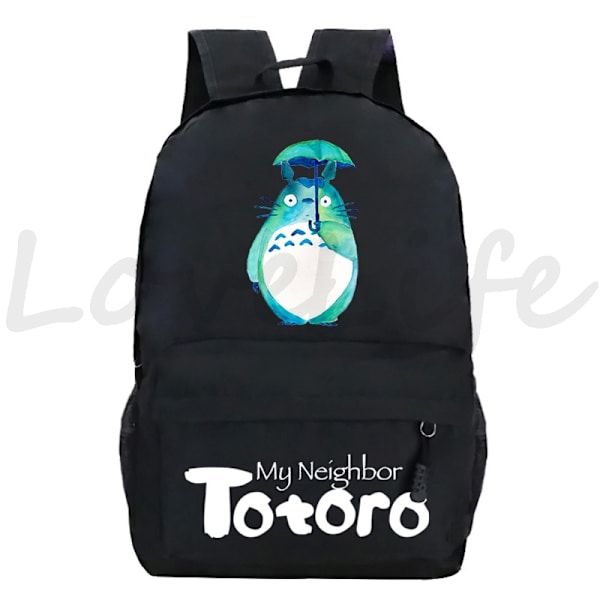 Min granne Totoro Ryggsäckar Anime Ryggsäck Mochila Pojkar Flickor Tecknade Skolväskor Studenter Bokväska Teenage Laptop Reseväska style 9