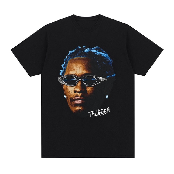 Rapper Young Thug Grafisk T-shirt Herr Kvinnor Mode Hip Hop Vintage T-shirt Q06007 Black L