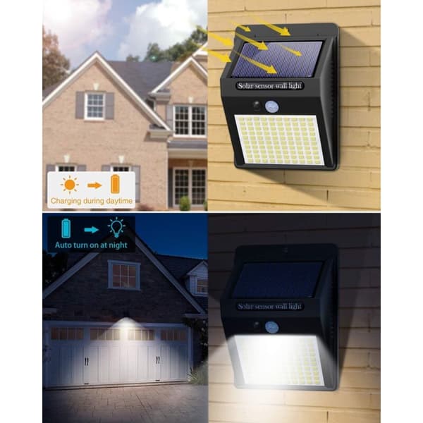 【5-pakning】Utendørs solcellelamper, 3 moduser, bevegelsessensor utendørslys, 100 LED, vanntette solcellelamper, kraftig solcelleflomlys for hagesikkerhet