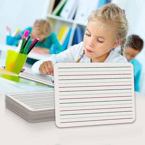 2-pak tavler med linjer til whiteboard, 9 x 12 tommer, dobbeltsidet mini-whiteboard