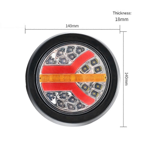 2 stk. 12V 24V LED Rund Bil Baglygte Bremse Stop Side Markør Blinklys Advarselslampe Lastbil