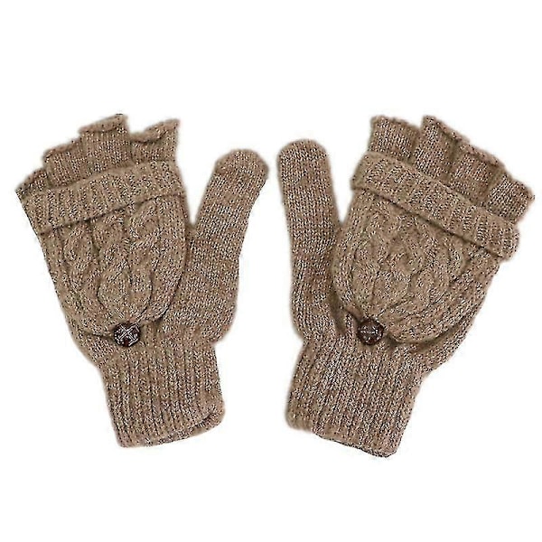 Hanske for kvinner - Fingerløse votter - Vintervarme hansker Heat Weaver kabelstrikk, halvfingerhansker for damer og jenter - Julegave bursdagsgave 2settmu
