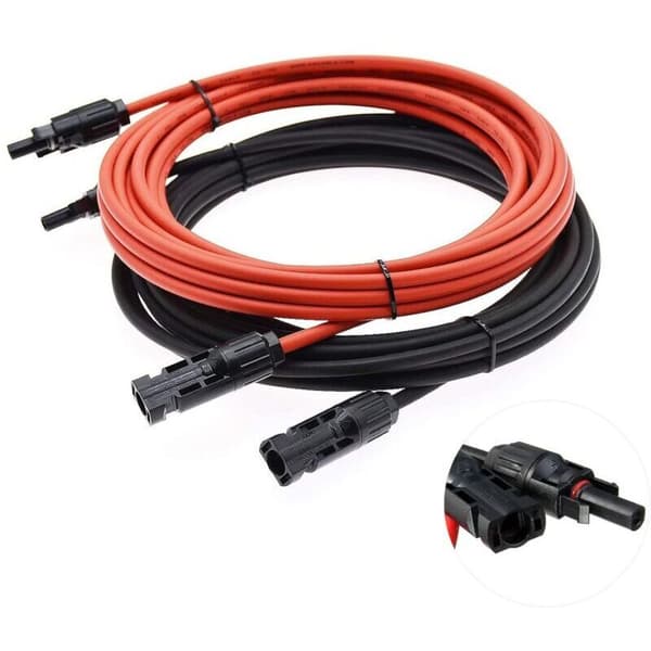 Solcelleforlengelseskabel med hann-/hunnplugg for solcelleanlegg, for solcellepaneler og systemer, 1 par (AWG12/4 mm² 5m)