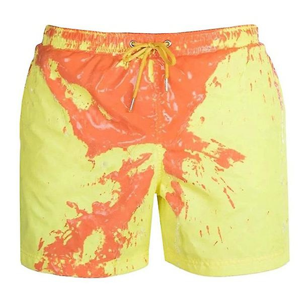 Sommar mäns färgskiftande strand badbyxor Shorts Shorts Yellow L