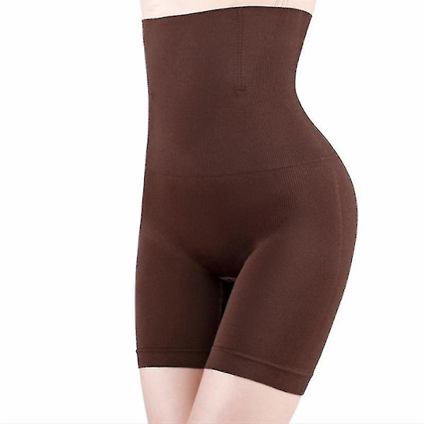Magkontrollshorts för kvinnor högmidjade kroppsformade trosor Slipshorts under klänningar Lår smalare BROWN XS S