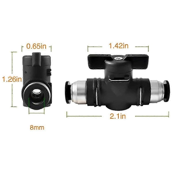 8mm Push Connect -venttiili palloventtiili 8mm Ilmavirran säätöventtiili Pikaliitinventtiili Putkiliittimet 3 kpl