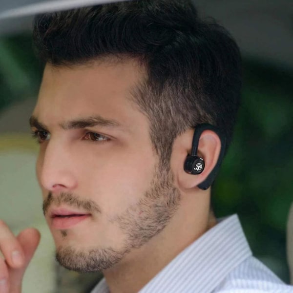 1 st Bluetooth hörsnäcka Trådlös Business Monaural Headset Röstsvar i örat öronsnäckor för bilkörning Löpande Batteri Brusreducerande hörlurar Black Red