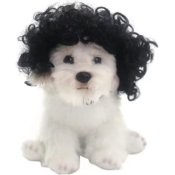 Hundperuker Husdjur Katter Roliga Cosplay kostymer Hår Justerbara husdjur peruker för Halloween, jul, fotograferingar Black curly hair