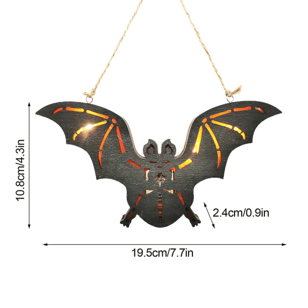 Halloween träbelysning dekoration hängsmycke kreativa trä Bat Holiday Atmosfär Led dekoration