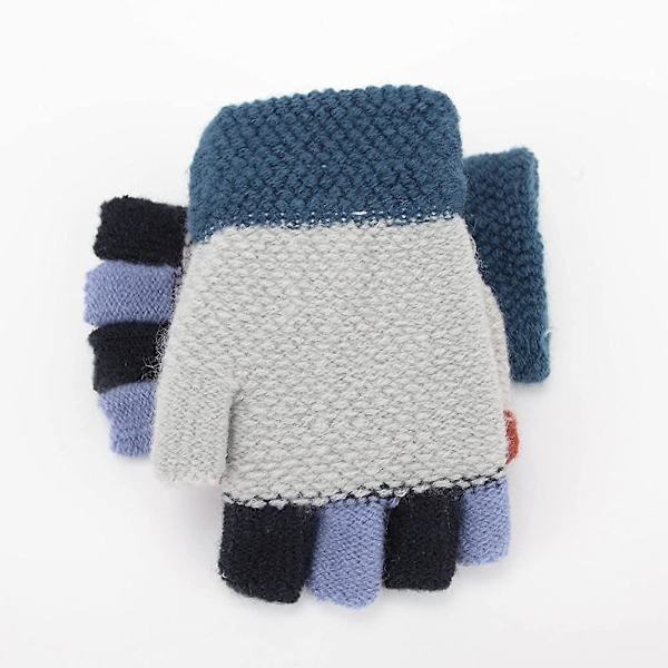 Stickade halvfingerhandskar Unisex varma handskar för tjejer
