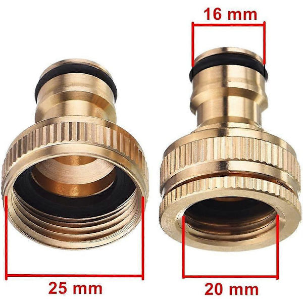 3/4\" & 1/2\" BSP 2 in 1 Metallinen Messinki Ulkokäyttöön Puutarhaletkun Hanaliitin Kierteitetty Hanasovitin 2 kpl