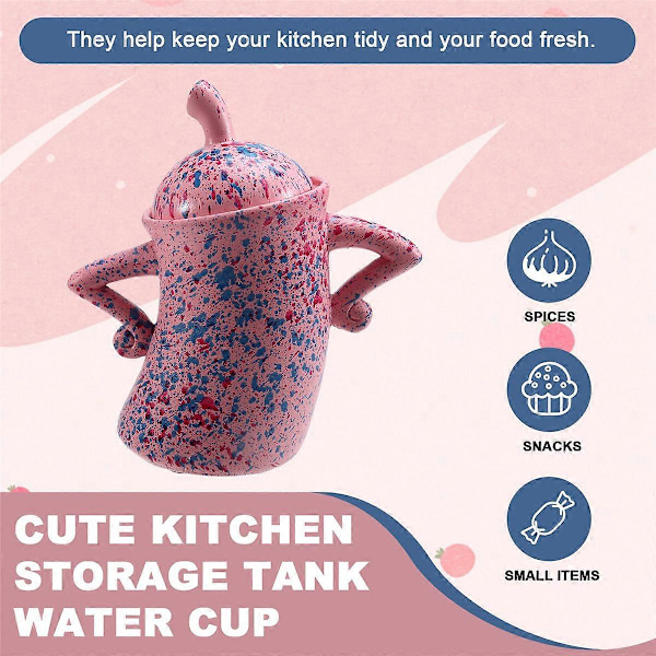 Søt kjøkkenoppbevaringstank vannkopp, fasjonable hjemmedekorasjonstilbehør, Kawaii-stil dekorasjon