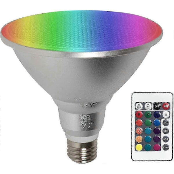 PAR38 LED-lampa 30W Dimbar RGB Färgskiftande, E27 Fjärrkontroll, Vattentät Inomhus/Utomhuslampa