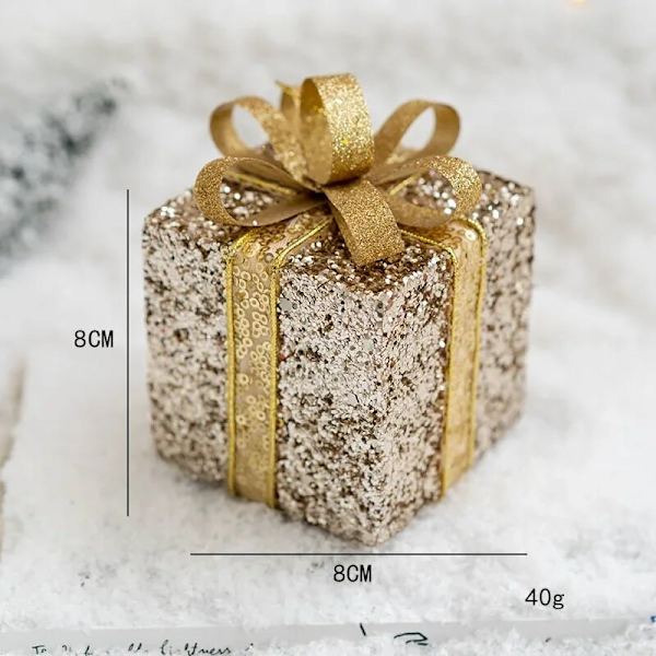 1Låda Julkulor Julgransprydnader Ball Xmas Hängande Trädhängen Hem Festdekor 2023 Nyårspresent Navidad 8cm Gold
