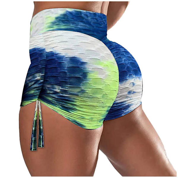 Tflycq Mode Dam Kort Flerfärgad Tight High Waist Elasticity Sports Yoga Byxor Green M