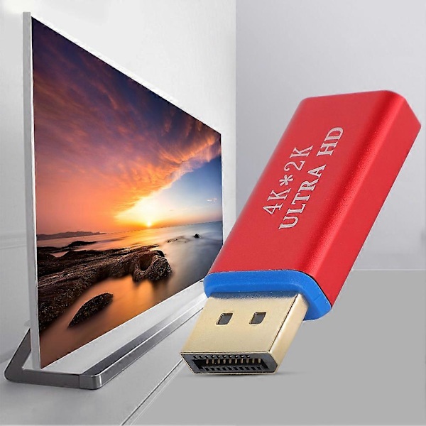 4K X 2K Ultra HD DP Han til HDMI Hun Adapter Konverter til Desktop Laptop (Blå og Rød)