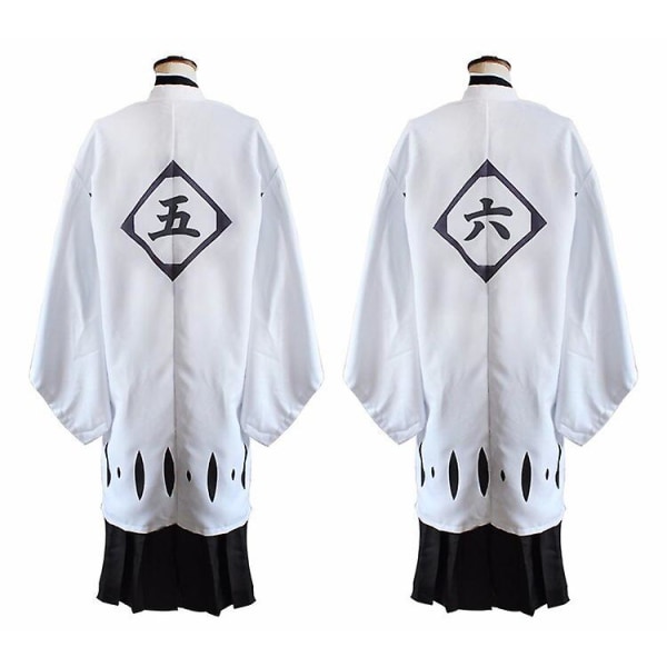 Japansk Anime Bleach Herr Cosplay Kostym Kyouraku Shunsui Kenpachi Zaraki Vit mantel Kappa Kaptensmantel Ingen svart Kimono 1 2XL