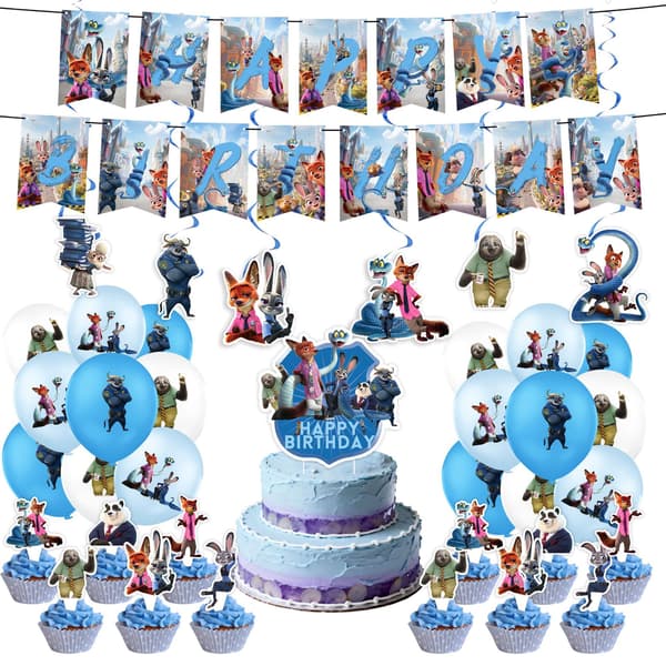 Crazy Animal Bursdagsselskap Sett - Temafestutstyr for Gutter og Jenter 5-piece set
