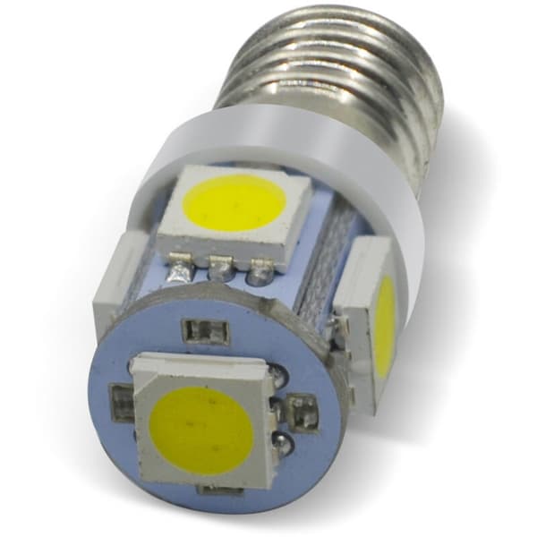 Förpackning med 10 E10 9V kallvita 5SMD 5W LED-lampor (kallvit, 9V)