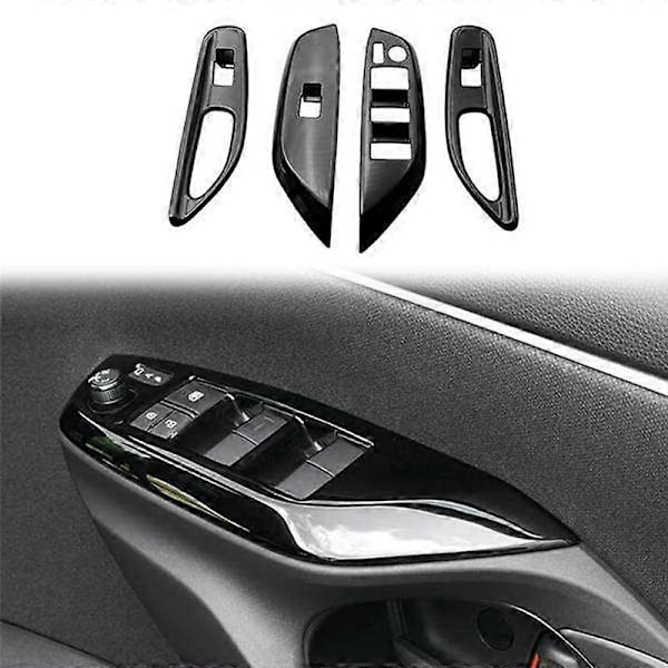 Bil Blank Svart Fönsterglas Hissknapp Trim Switch Cover Dörr Armstöd Panel för YARiS 2020-2023 L