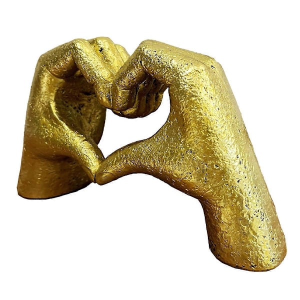 Hjerte Hænder Skulptur, Guld Stueindretning, Sød Gestus Hjerteformet Dekoration, Moderne Kærlighedsstatue