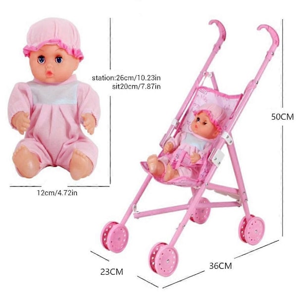 Babydukke med vognsett Babydukke Trille Leke Late som lek lekesett for barn