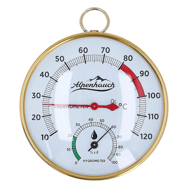 Bastutemperaturmätare Hygrometer 10 till 120 Väggmonterad Aluminium 2 i 1 Bastu Hygrotermograf för Växthus Spa-rum