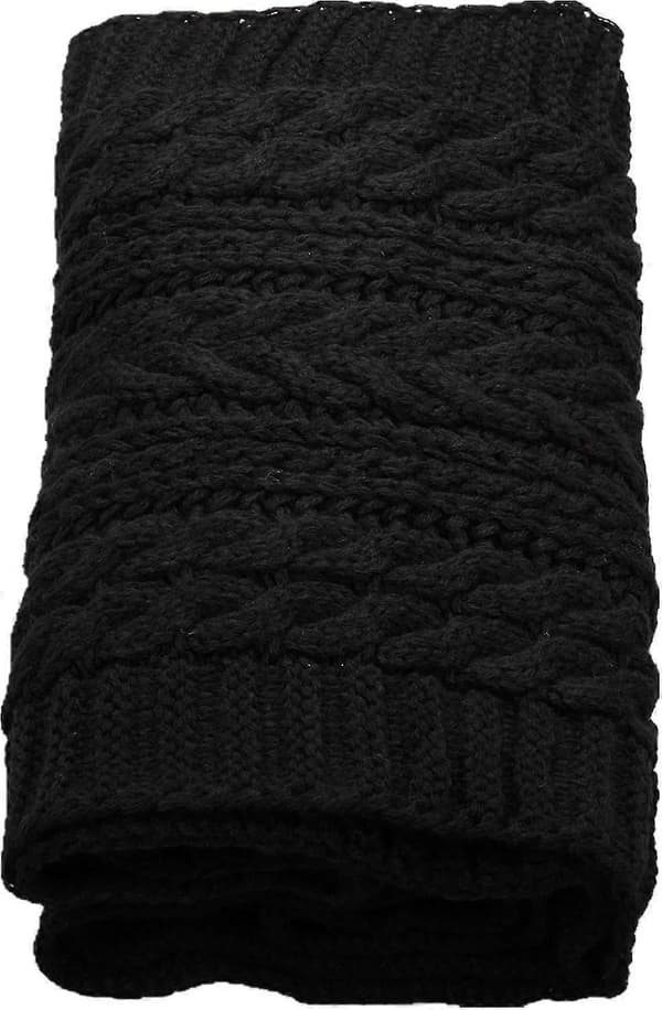 Dame Tyk Ribstrikket Vinter Infinity Circle Loop Halstørklæde Premium Crochet Black