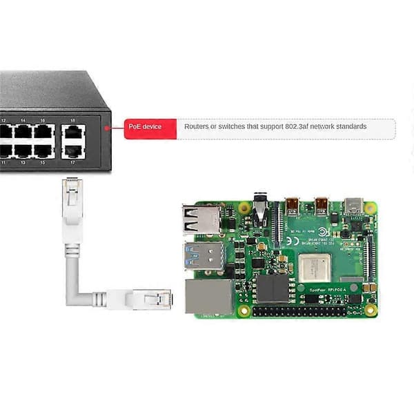 Til 3B+/4B PoE HAT Modul Power-Over-Ethernet Udvidelseskort med Køleventilator
