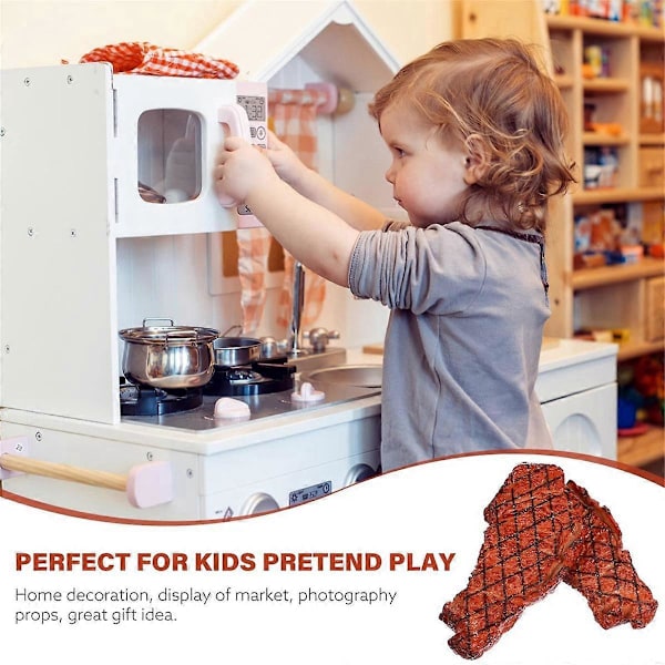 2 stk. Kunstig PVC Bøf Simulation Mad Model Tilberedt Stegt Oksekød Hjem Køkken Marked Display