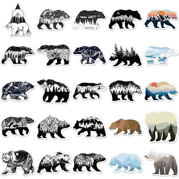50 Grizzlykarhu Tarraa Vuorilla, Joilla, Auringolla, Kuulla ja Tähdillä, Vedenpitävät Graffititarrat