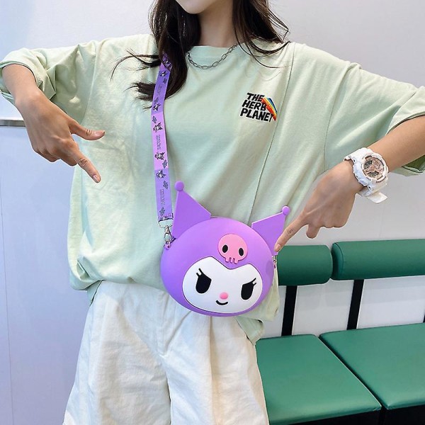 Anime Cartoon Kuromi Silikonväska Messenger Bag Barnväska purple