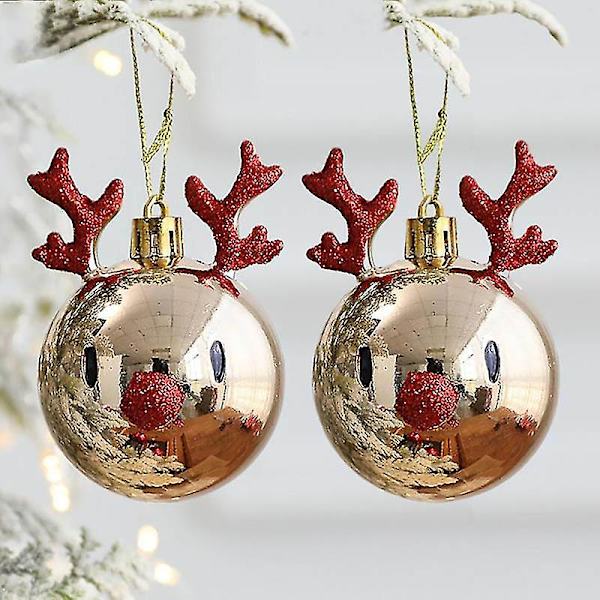 2 st Älg Julkulor Ornament Xmas Tree Hanging Bauble Pendant Christmas D