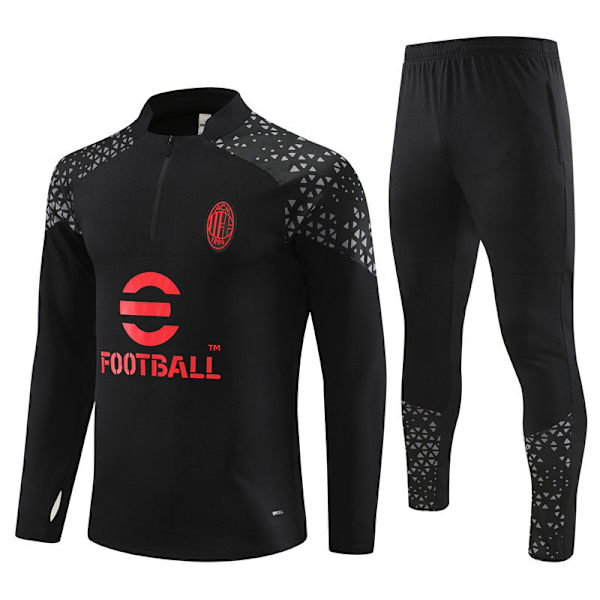 Ny jersey AC svart höst och vinter fotboll halvdrag träningsdräkt M