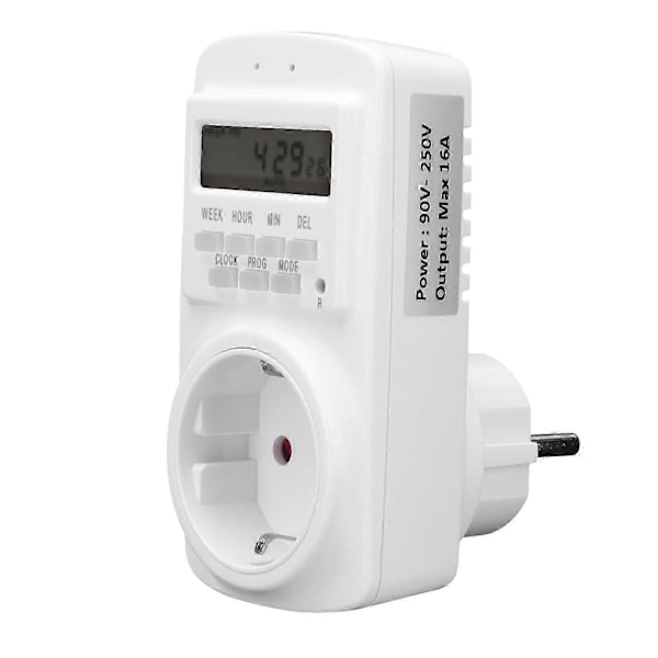 16A Vægstik Timer Digital Programmerbar Lys Ventilator Apparat Cyklus Timer Stik Automatisk Sluk 90