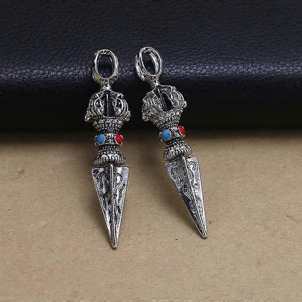 2kpl Buddhalainen Vajra Dorje Phurba 3D Tikari Amuletti Suojaus Riipus