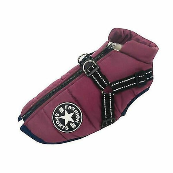 Höst Vinter Husdjursväst Husdjursvalp Hund Katt Varm vadderad kappa Sele Zip Jacket Purple 2XL