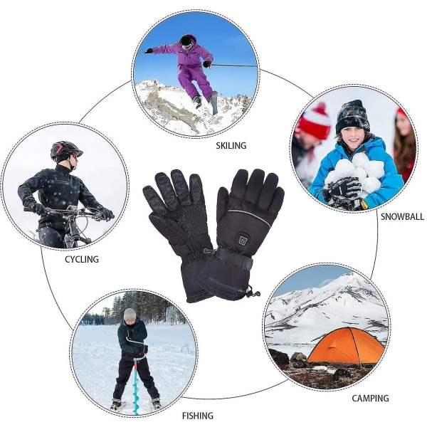 Uppvärmda handskar Vinterhandskar för män och kvinnor 3 uppvärmningsnivåer Elektrisk uppladdningsbar pekskärm Vattentäta uppvärmda handskar