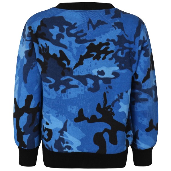 Barn Unisex Sweatshirt Set för enkel träningsoverall Camo Blue 7-8 Years