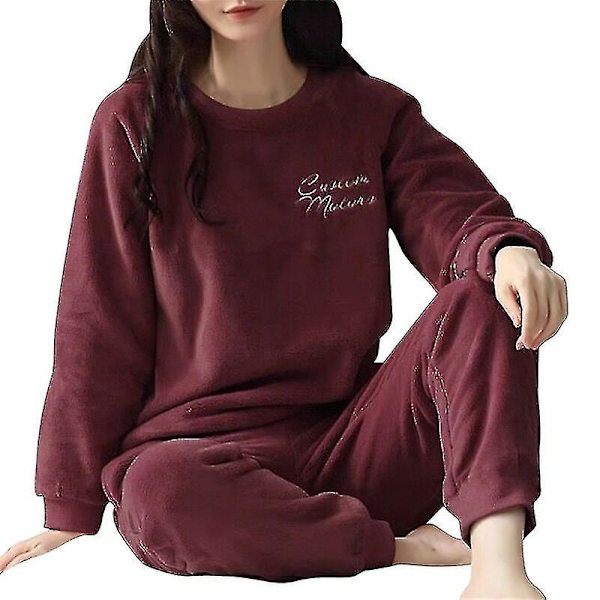 Nya 2023 flanell Pyjamas Dam Set Höst Vinter Varm Tjock Coral Velvet Långärmad nattkläder Hem Pyjamas Nattkläder style 7 L