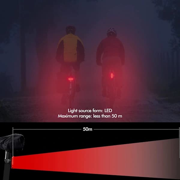 2 stk. LED sykkelbaklys USB oppladbart LED sykkelbaklys