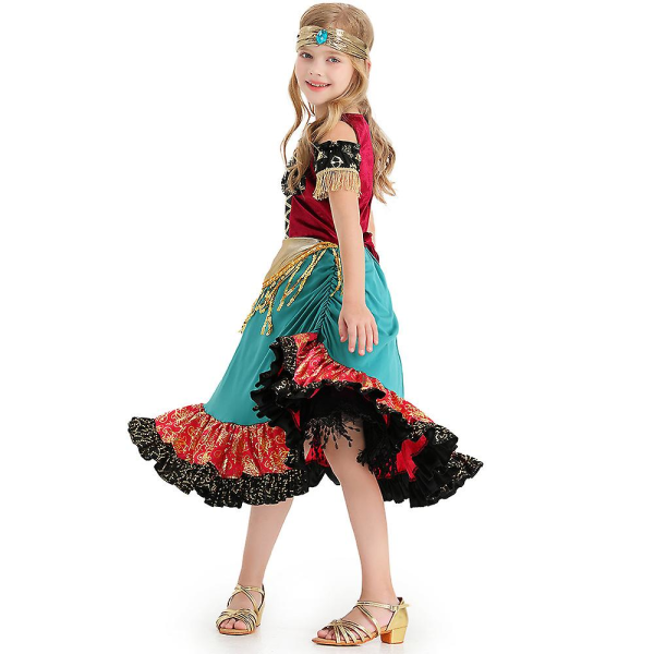 Girls Mystic Fancy Dress Halloween Cosplay Gypsy Girl Fortune Teller Kostym för barn 7-10 Years Old
