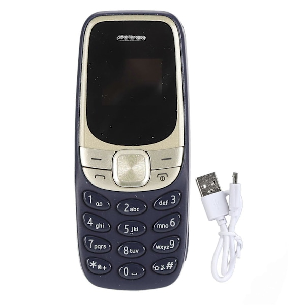 Minste Mobiltelefon Bluetooth Dialer Dual SIM-kort GSM 2G Ulåst Mini Mobiltelefon for Barn Studenter Blå