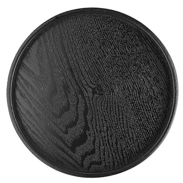 Rund Form Massivt Trä Te Kaffe Snacks Mat Serveringsbricka Tallrik Restaurangbrickor 21cm