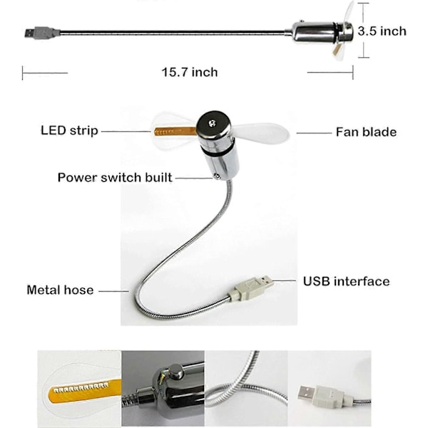 LED USB-fläkt, Ny Kreativ Programmerbar USB-driven Portabel Fläkt, Mini Svanhals DIY Meddelandefläkt