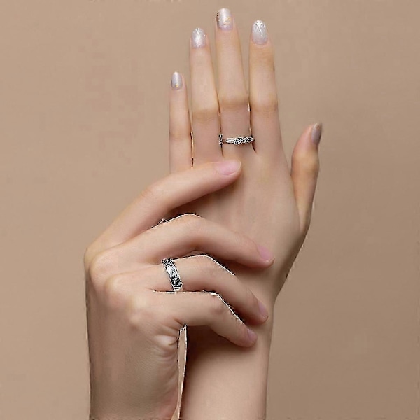2 stk Trendy Saturn Planet og Stjerne Ring Univers 925 Sterling Sølv Elsker