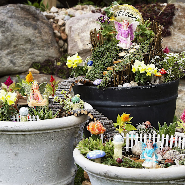 2023 - 6 stk. Have Mini Fe Mini Have Statue Fe Ornamenter Til Feer Udendørs Have Terrasse