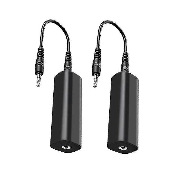Jordforbindelsesisolator Støjfilter kompatibel med Bil Audio/Hjemme Stereo, 2 STK med 3,5 mm Audio Kabler